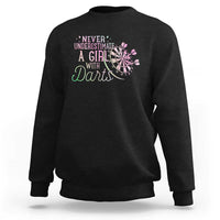 Never Underestimate A Girl With Dart Sweatshirt Sports Lover Gift - Wonder Print Shop
