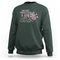 Never Underestimate A Girl With Dart Sweatshirt Sports Lover Gift - Wonder Print Shop