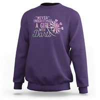 Never Underestimate A Girl With Dart Sweatshirt Sports Lover Gift - Wonder Print Shop