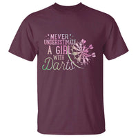 Never Underestimate A Girl With Dart T Shirt Sports Lover Gift - Wonder Print Shop
