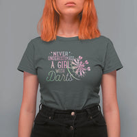 Never Underestimate A Girl With Dart T Shirt For Women Sports Lover Gift - Wonder Print Shop