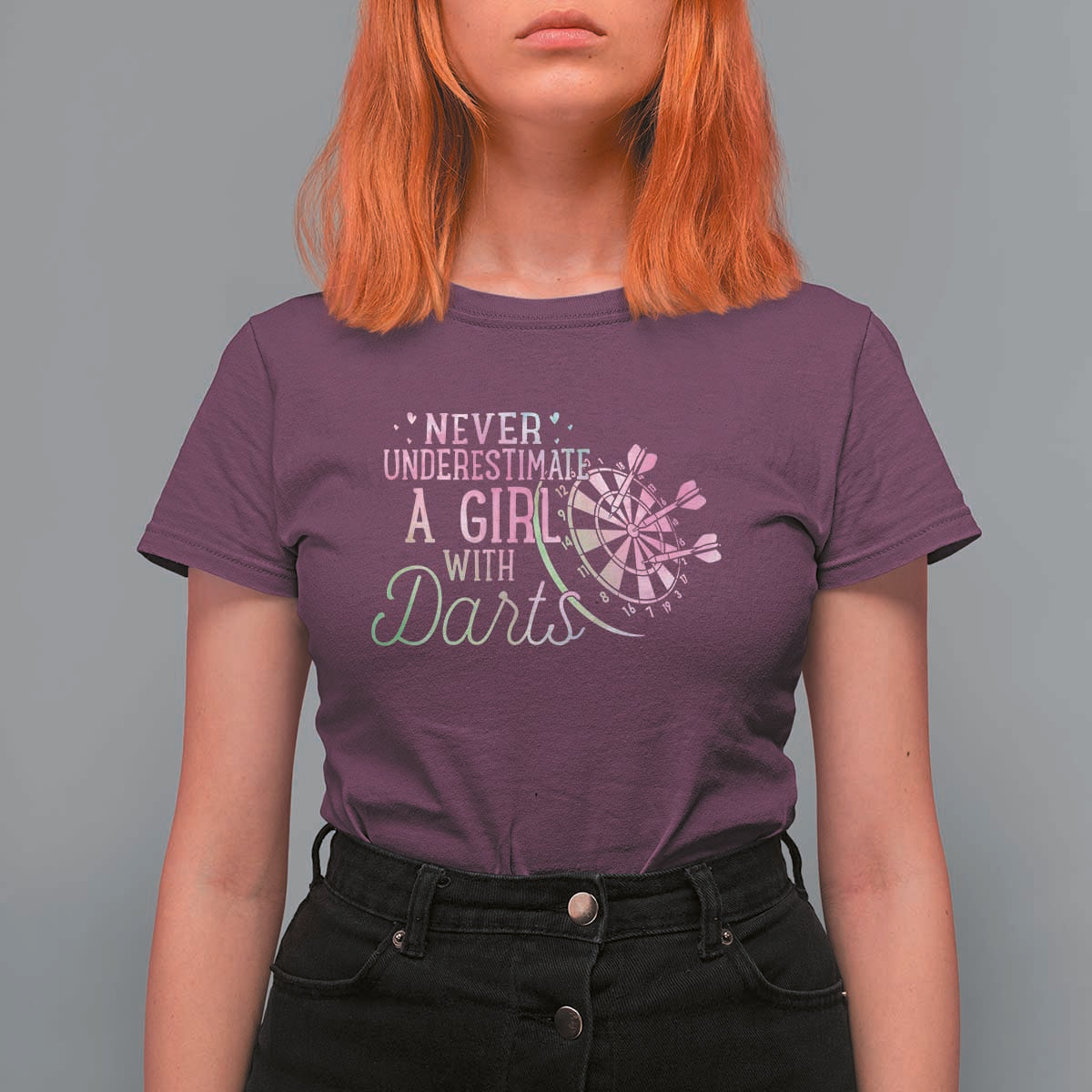 Never Underestimate A Girl With Dart T Shirt For Women Sports Lover Gift - Wonder Print Shop