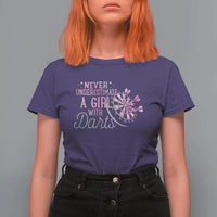 Never Underestimate A Girl With Dart T Shirt For Women Sports Lover Gift - Wonder Print Shop