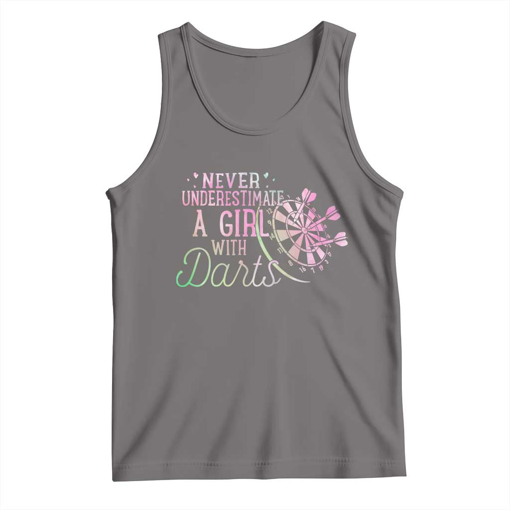 Never Underestimate A Girl With Dart Tank Top Sports Lover Gift - Wonder Print Shop