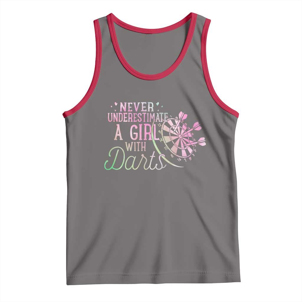 Never Underestimate A Girl With Dart Tank Top Sports Lover Gift - Wonder Print Shop