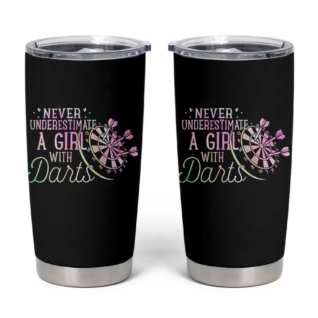 Never Underestimate A Girl With Dart Tumbler Cup Sports Lover Gift - Wonder Print Shop