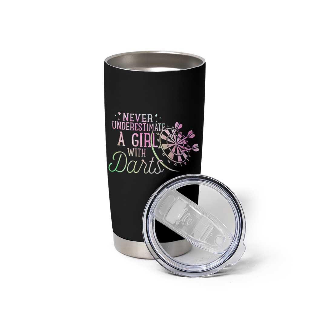 Never Underestimate A Girl With Dart Tumbler Cup Sports Lover Gift - Wonder Print Shop