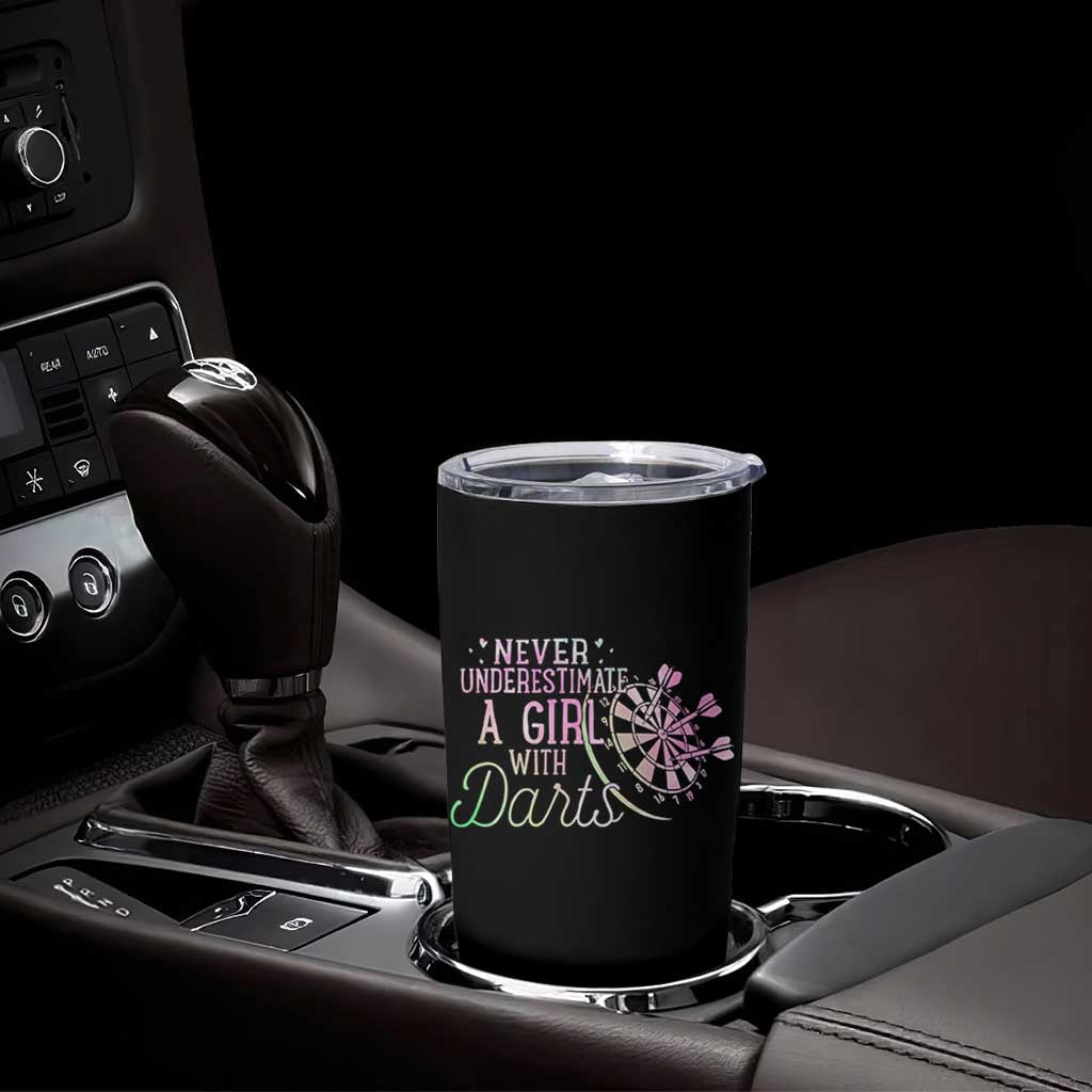 Never Underestimate A Girl With Dart Tumbler Cup Sports Lover Gift - Wonder Print Shop