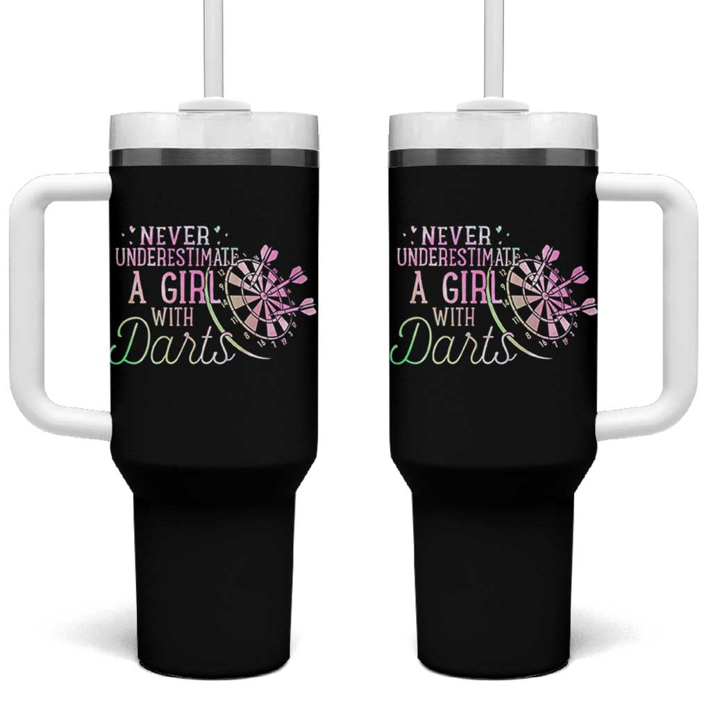 Never Underestimate A Girl With Dart Tumbler With Handle Sports Lover Gift - Wonder Print Shop