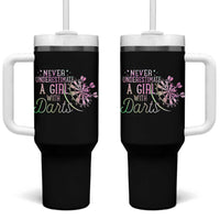 Never Underestimate A Girl With Dart Tumbler With Handle Sports Lover Gift - Wonder Print Shop