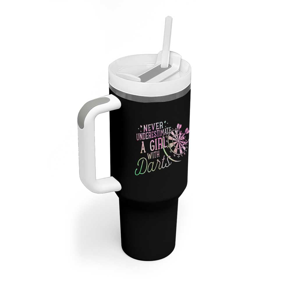 Never Underestimate A Girl With Dart Tumbler With Handle Sports Lover Gift - Wonder Print Shop