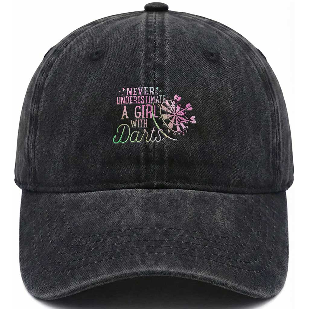 Never Underestimate A Girl With Dart Washed Cotton Baseball Cap Sports Lover Gift