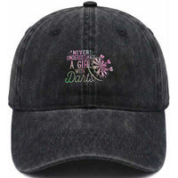 Never Underestimate A Girl With Dart Washed Cotton Baseball Cap Sports Lover Gift