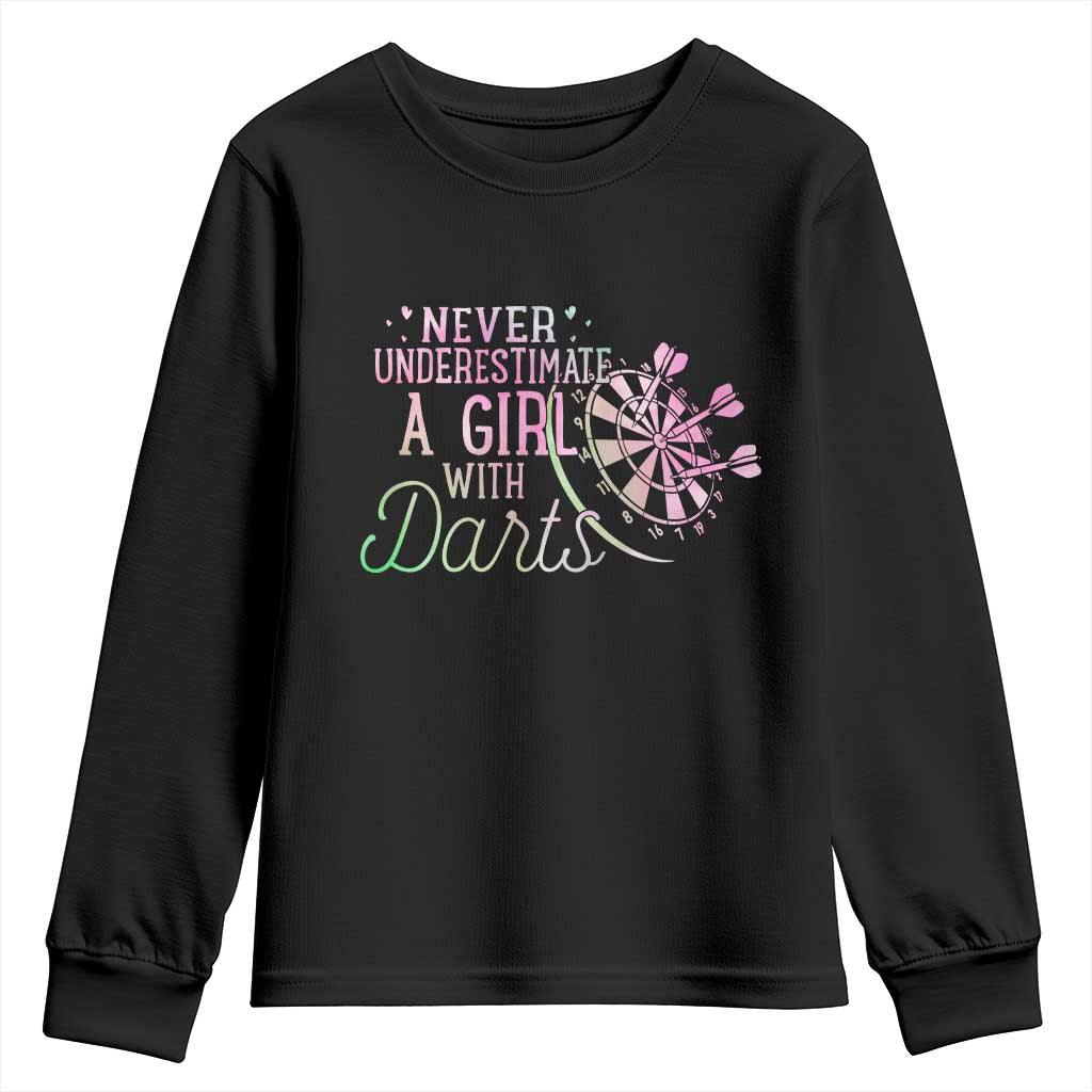 Never Underestimate A Girl With Dart Youth Sweatshirt Sports Lover Gift - Wonder Print Shop
