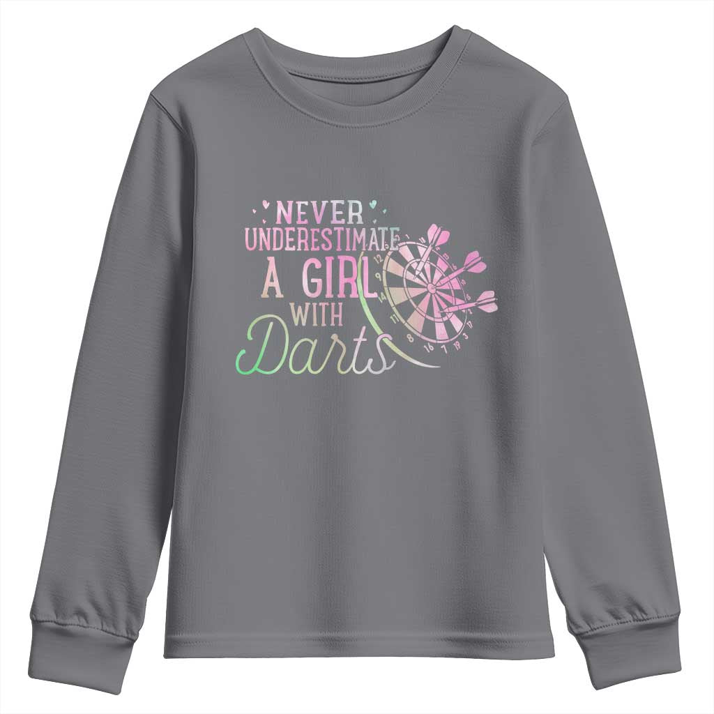 Never Underestimate A Girl With Dart Youth Sweatshirt Sports Lover Gift - Wonder Print Shop