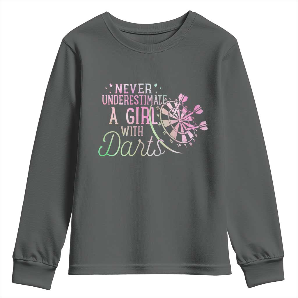 Never Underestimate A Girl With Dart Youth Sweatshirt Sports Lover Gift - Wonder Print Shop