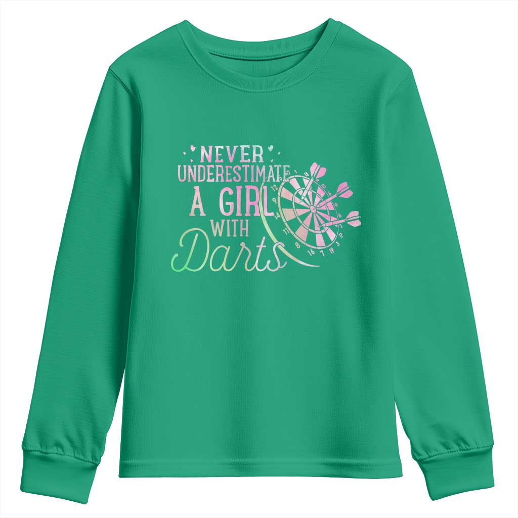 Never Underestimate A Girl With Dart Youth Sweatshirt Sports Lover Gift - Wonder Print Shop
