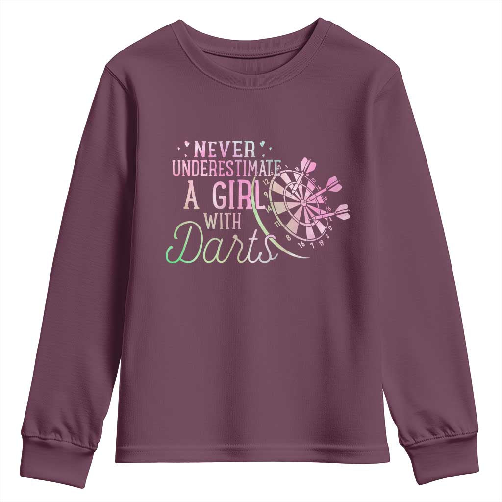Never Underestimate A Girl With Dart Youth Sweatshirt Sports Lover Gift - Wonder Print Shop