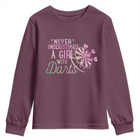 Never Underestimate A Girl With Dart Youth Sweatshirt Sports Lover Gift - Wonder Print Shop