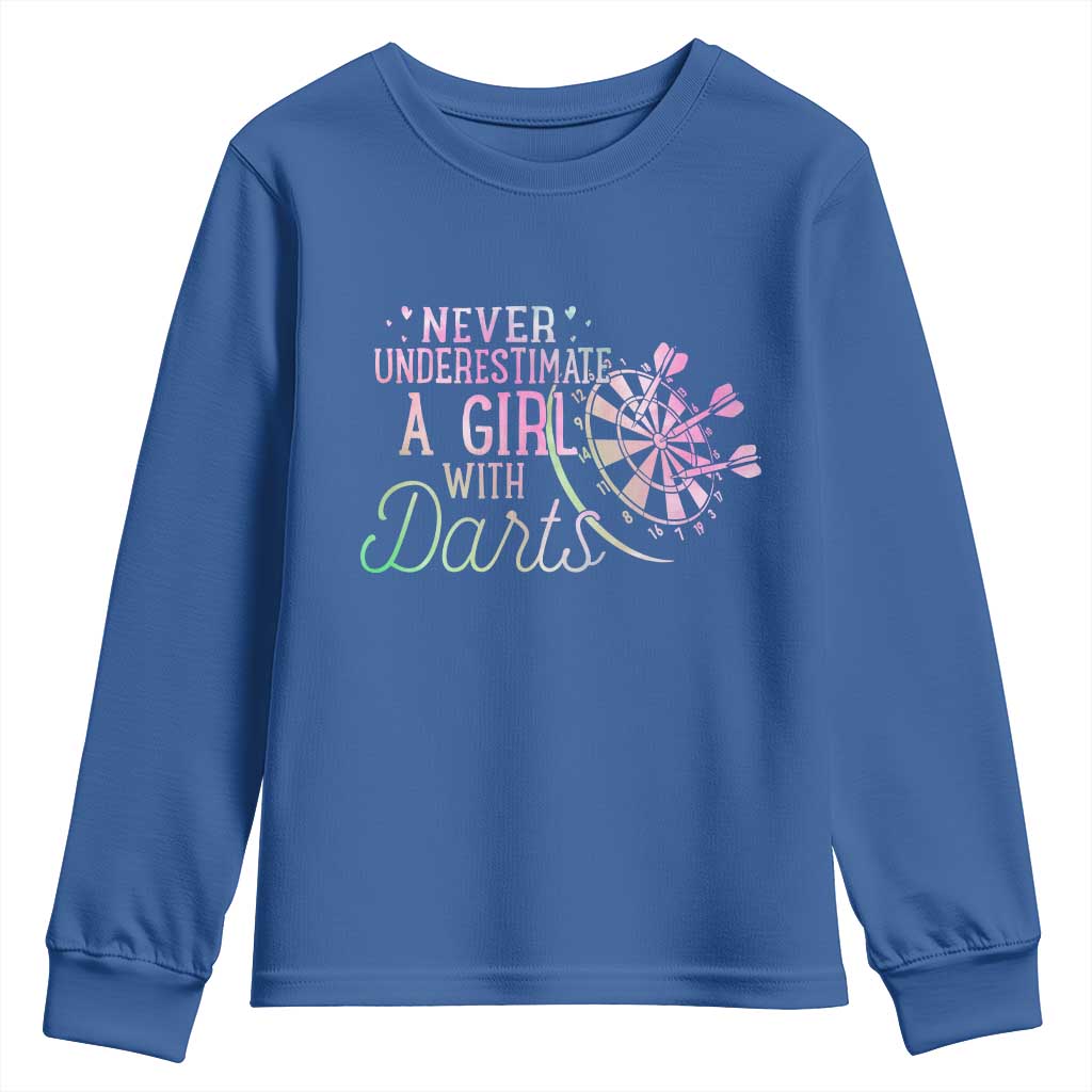 Never Underestimate A Girl With Dart Youth Sweatshirt Sports Lover Gift - Wonder Print Shop