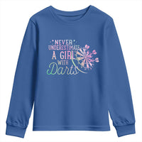 Never Underestimate A Girl With Dart Youth Sweatshirt Sports Lover Gift - Wonder Print Shop
