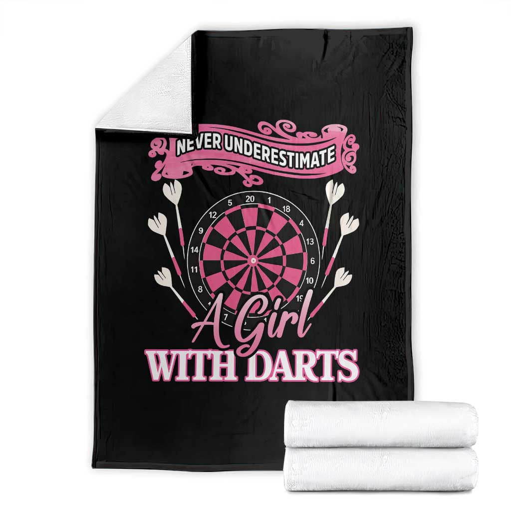 Never Underestimate A Girl Dart Player Gift Idea Throw Blanket - Wonder Print Shop