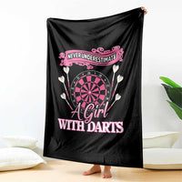 Never Underestimate A Girl Dart Player Gift Idea Throw Blanket - Wonder Print Shop