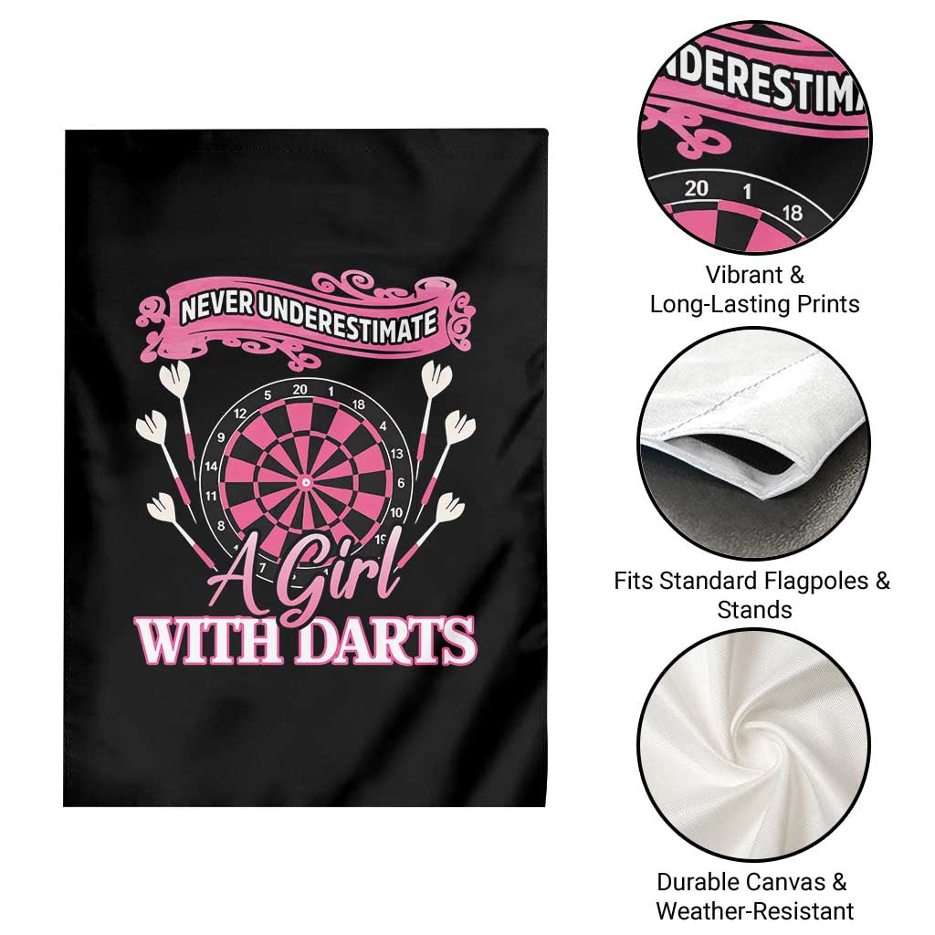 Never Underestimate A Girl Dart Player Gift Idea Garden Flag - Wonder Print Shop
