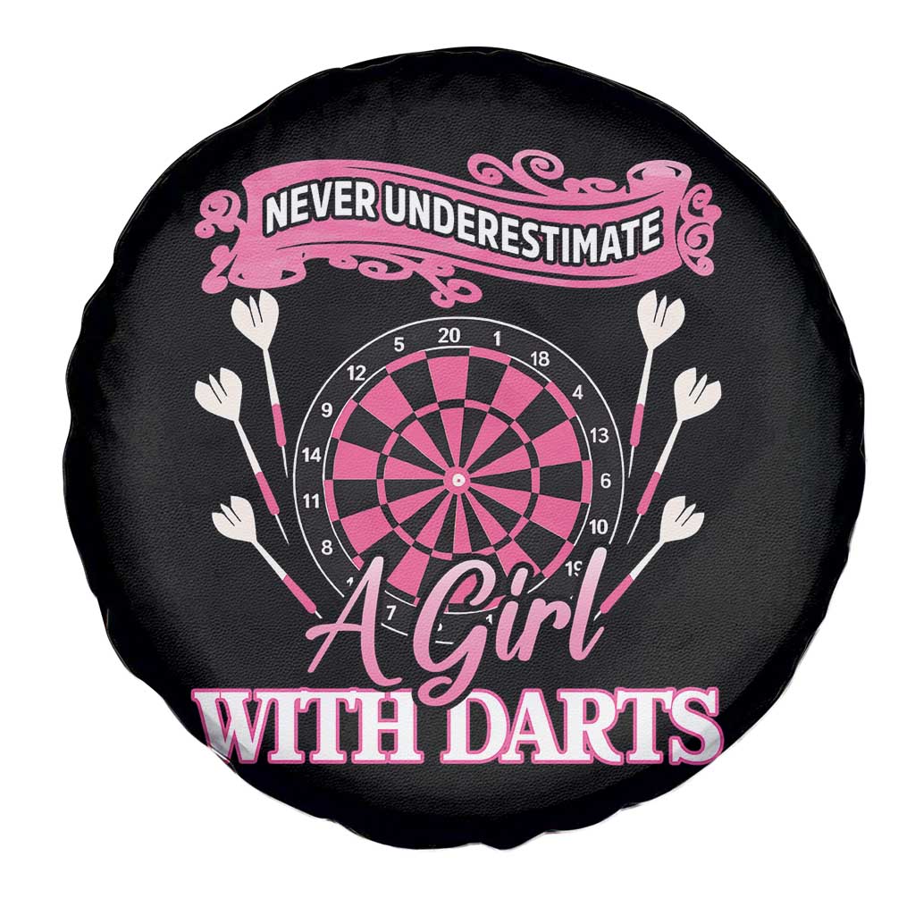 Never Underestimate A Girl Dart Player Gift Idea Spare Tire Cover - Wonder Print Shop