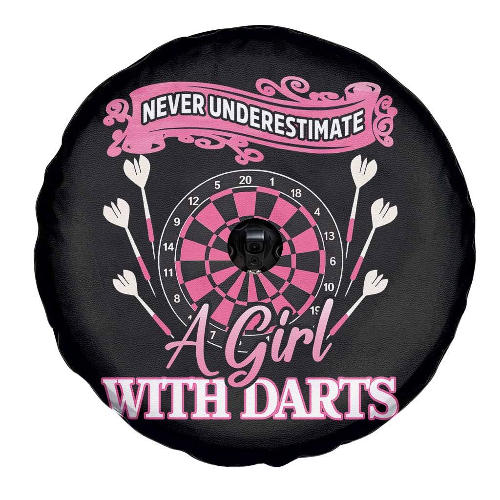 Never Underestimate A Girl Dart Player Gift Idea Spare Tire Cover - Wonder Print Shop