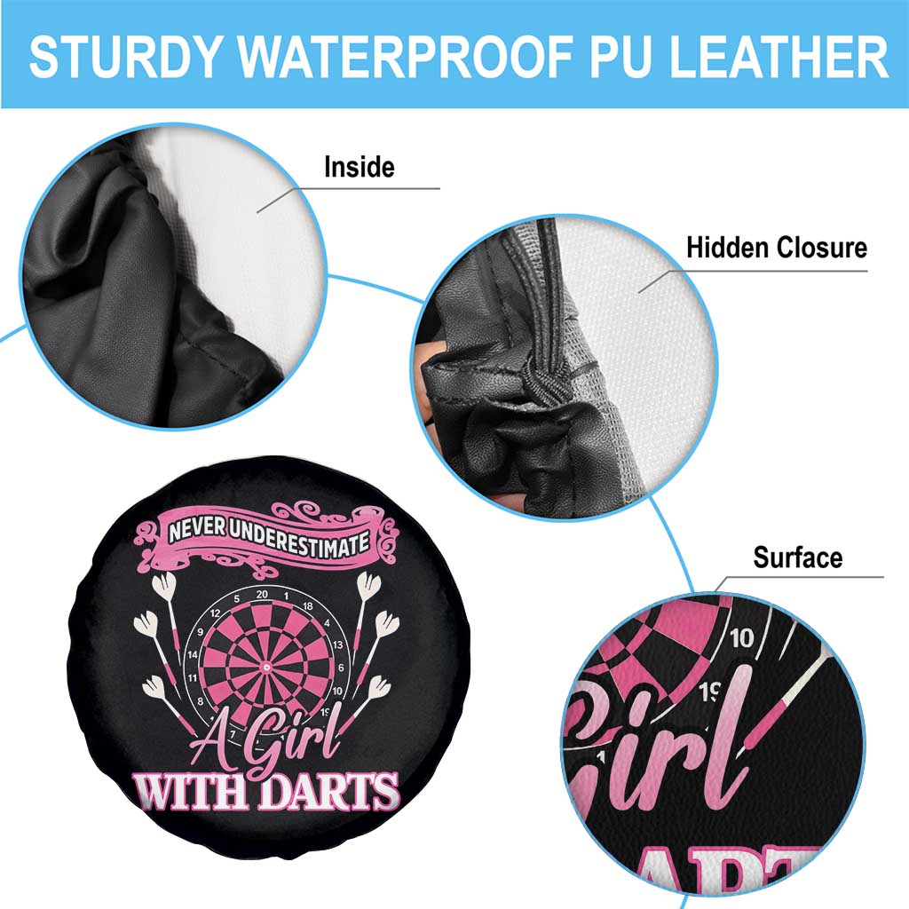 Never Underestimate A Girl Dart Player Gift Idea Spare Tire Cover - Wonder Print Shop