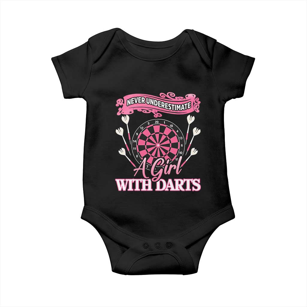 Never Underestimate A Girl Dart Player Gift Idea Baby Onesie - Wonder Print Shop