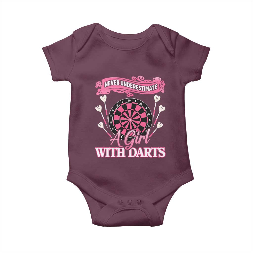Never Underestimate A Girl Dart Player Gift Idea Baby Onesie - Wonder Print Shop