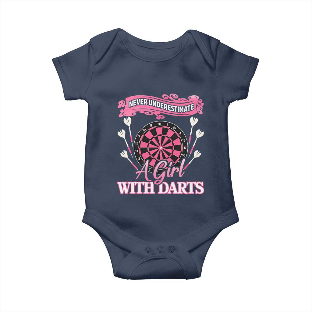 Never Underestimate A Girl Dart Player Gift Idea Baby Onesie - Wonder Print Shop