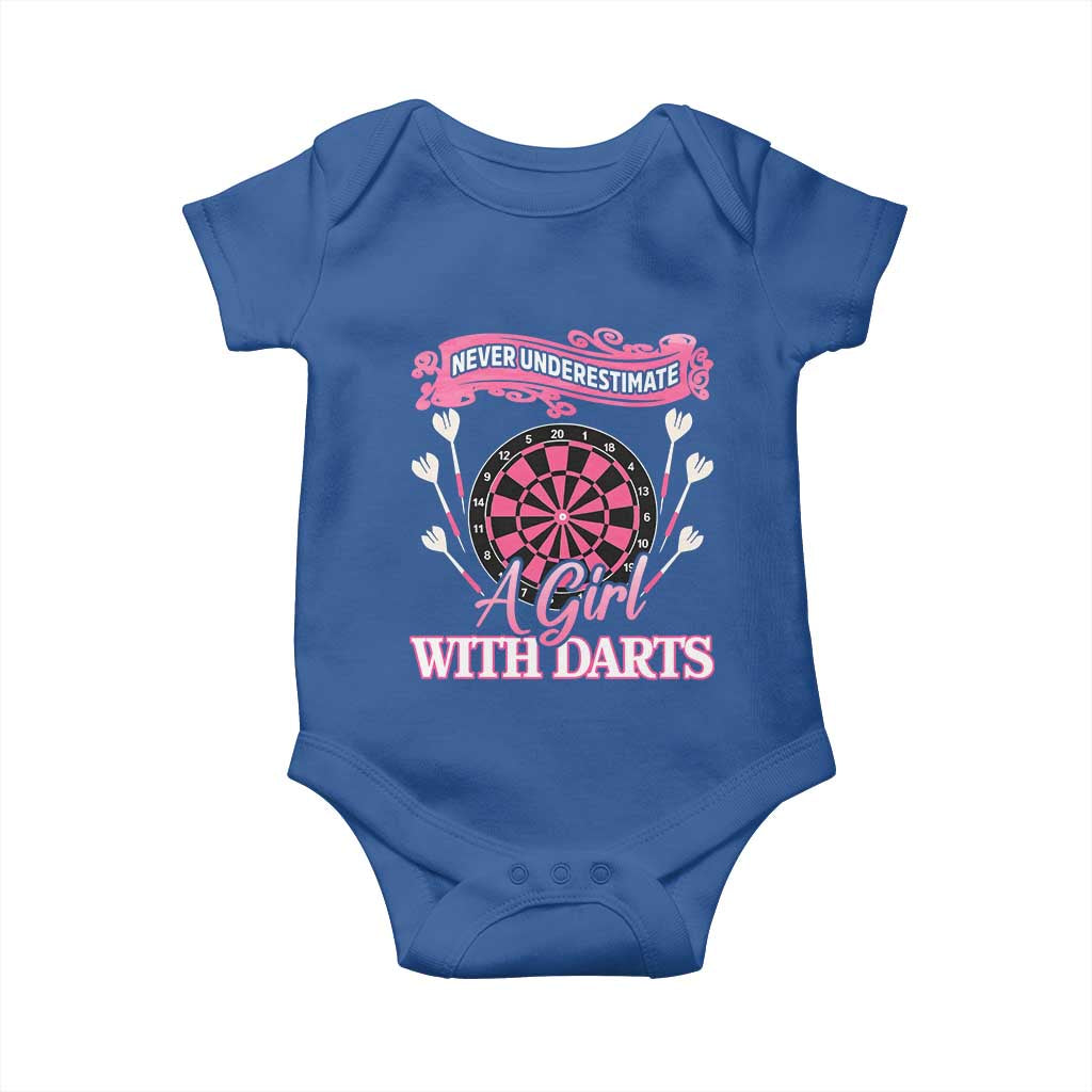 Never Underestimate A Girl Dart Player Gift Idea Baby Onesie - Wonder Print Shop