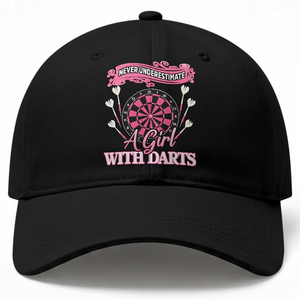 Never Underestimate A Girl Dart Player Gift Idea Baseball Cap