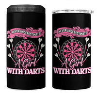 Never Underestimate A Girl Dart Player Gift Idea 4 in 1 Can Cooler Tumbler - Wonder Print Shop