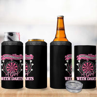 Never Underestimate A Girl Dart Player Gift Idea 4 in 1 Can Cooler Tumbler - Wonder Print Shop