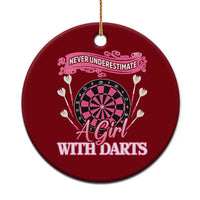 Never Underestimate A Girl Dart Player Gift Idea Ceramic Ornament - Wonder Print Shop