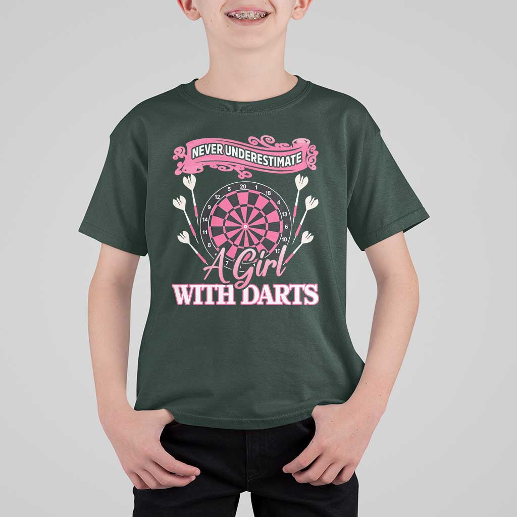 Never Underestimate A Girl Dart Player Gift Idea T Shirt For Kid - Wonder Print Shop