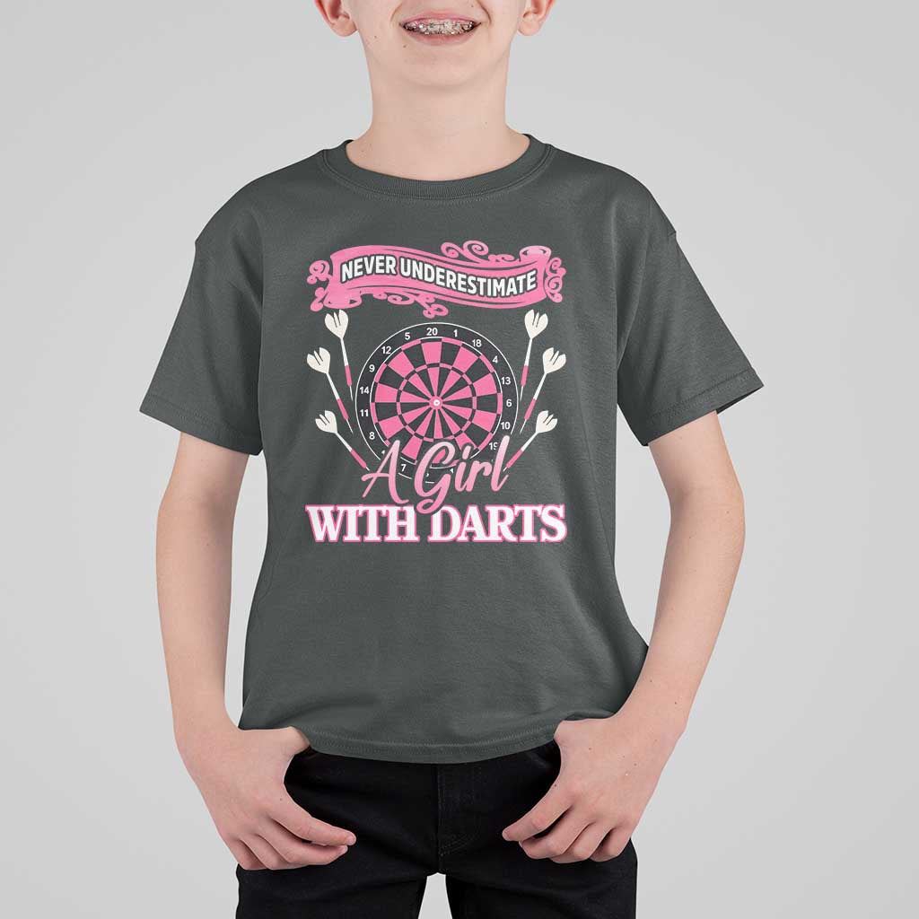 Never Underestimate A Girl Dart Player Gift Idea T Shirt For Kid - Wonder Print Shop