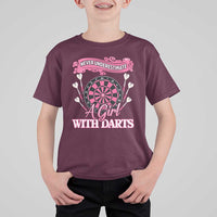 Never Underestimate A Girl Dart Player Gift Idea T Shirt For Kid - Wonder Print Shop