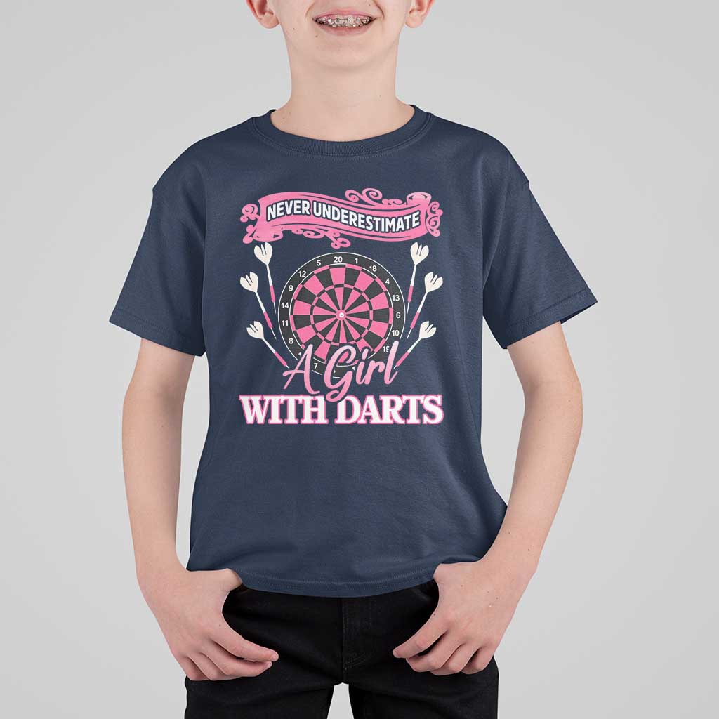 Never Underestimate A Girl Dart Player Gift Idea T Shirt For Kid - Wonder Print Shop