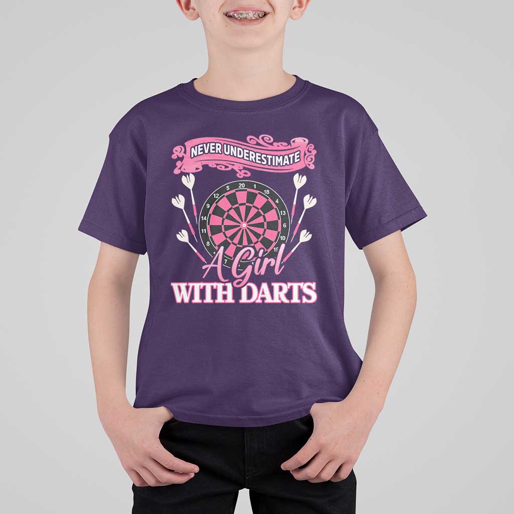 Never Underestimate A Girl Dart Player Gift Idea T Shirt For Kid - Wonder Print Shop