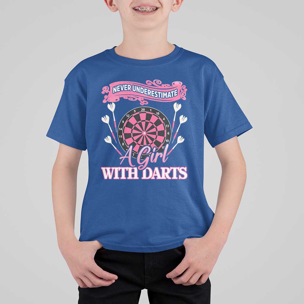 Never Underestimate A Girl Dart Player Gift Idea T Shirt For Kid - Wonder Print Shop