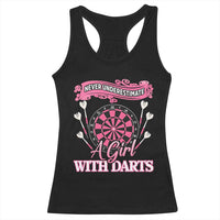 Never Underestimate A Girl Dart Player Gift Idea Racerback Tank Top - Wonder Print Shop