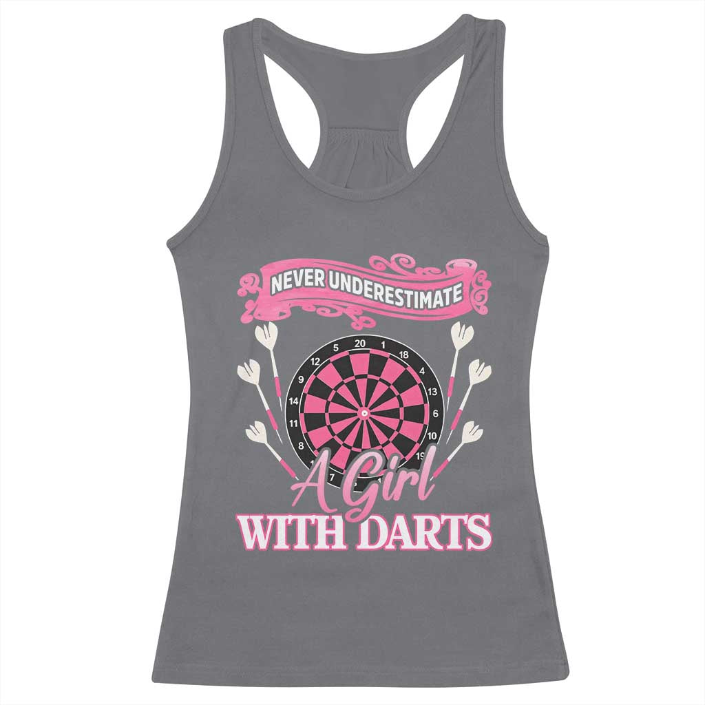 Never Underestimate A Girl Dart Player Gift Idea Racerback Tank Top - Wonder Print Shop