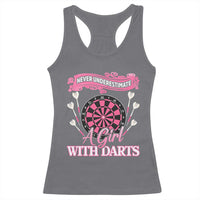 Never Underestimate A Girl Dart Player Gift Idea Racerback Tank Top - Wonder Print Shop