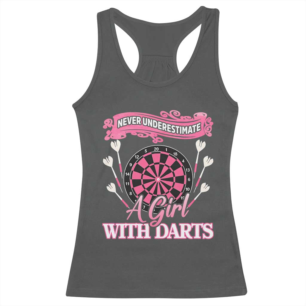 Never Underestimate A Girl Dart Player Gift Idea Racerback Tank Top - Wonder Print Shop