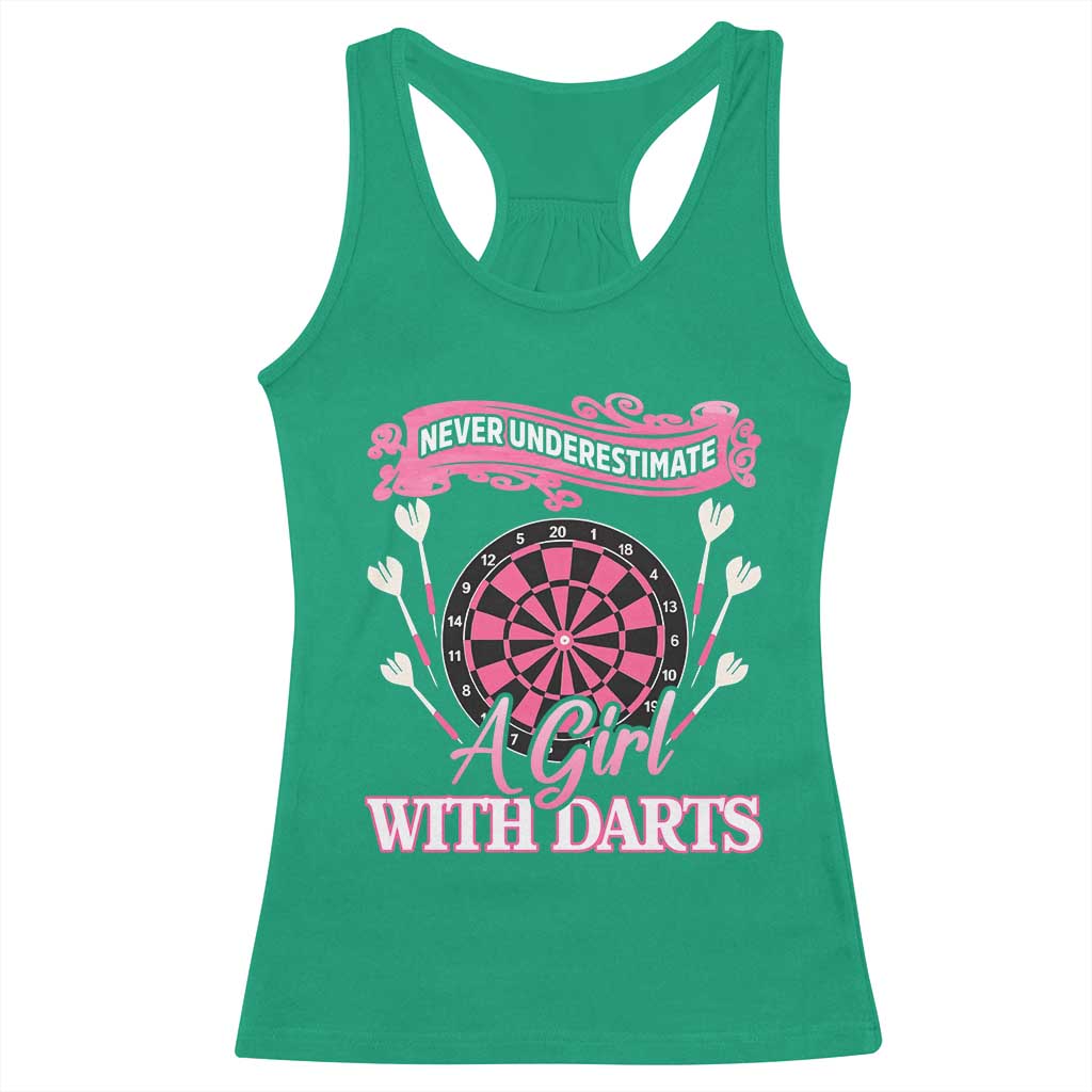 Never Underestimate A Girl Dart Player Gift Idea Racerback Tank Top - Wonder Print Shop